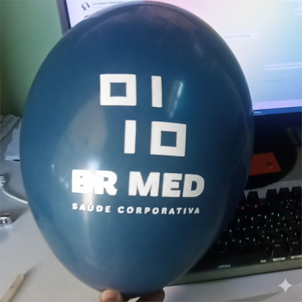 100 Balões de Látex Personalizados Exclusivos  2 Lados / 1 Cor - N9