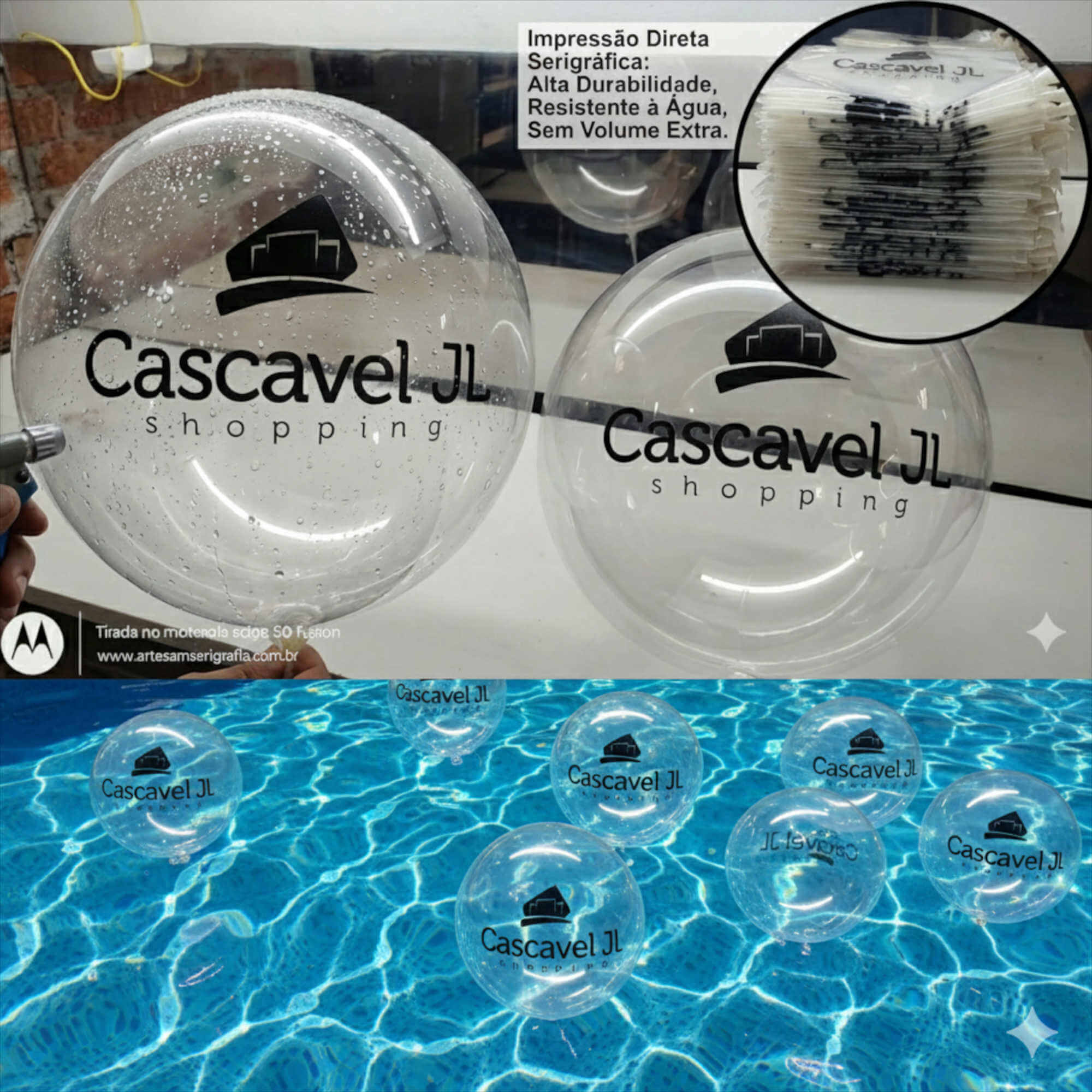 Bubble Personalizado com Impressão Direta. Pré-Esticado e À Prova D'água Kit com 100 unidades