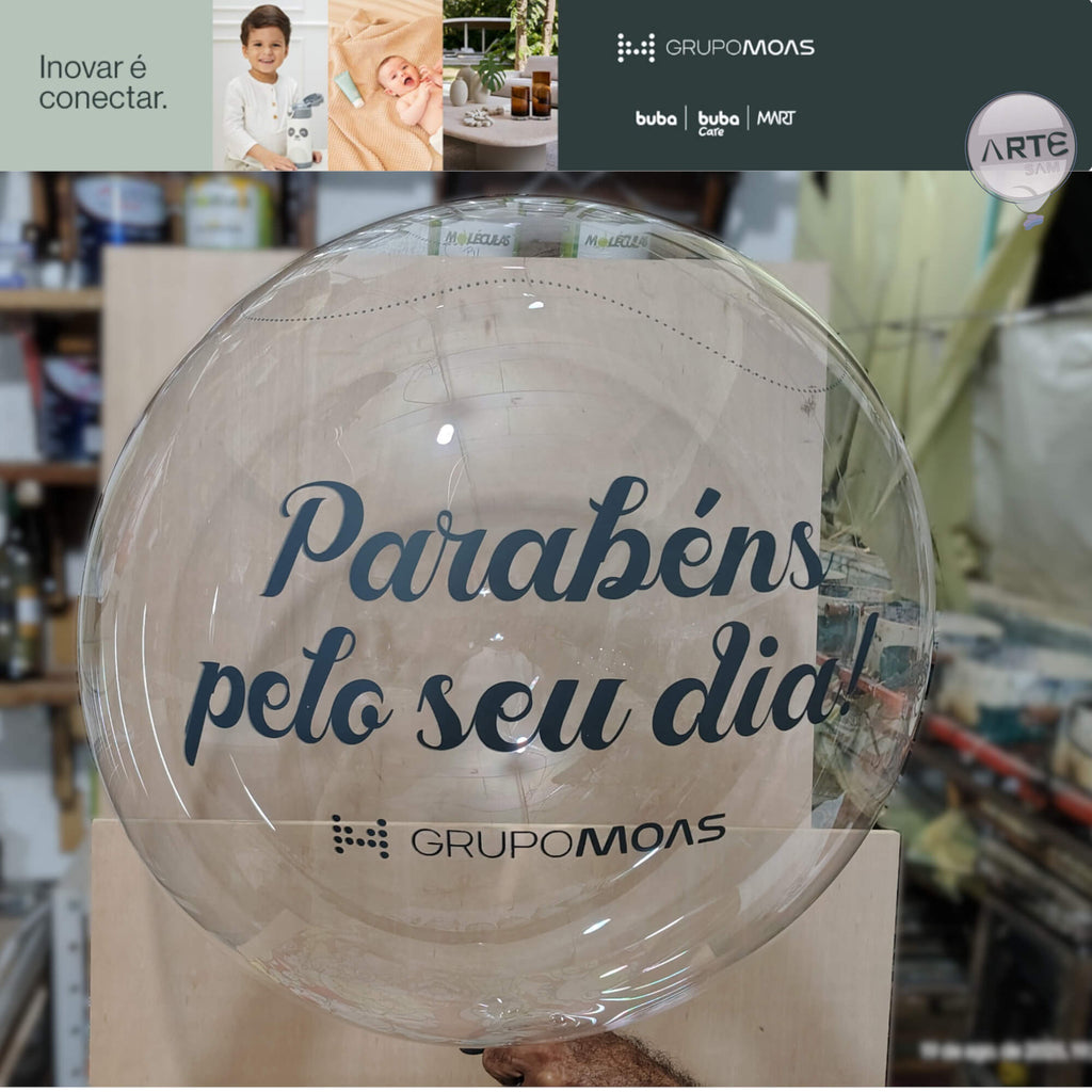Bubble Personalizado com Impressão Direta. Pré-Esticado e À Prova D'água 36 pol. 100 unidades