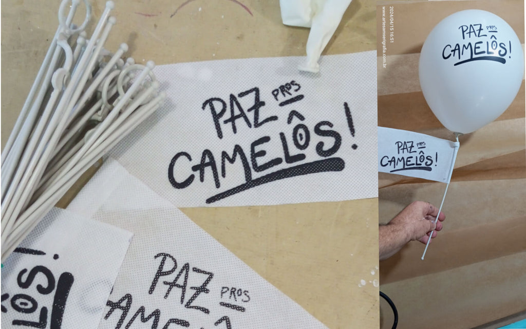 KIt 100 Bandeiras em TNT para varetas pega balão com impressão de seu layout personalizado em uma cor e um lado 25 x 15