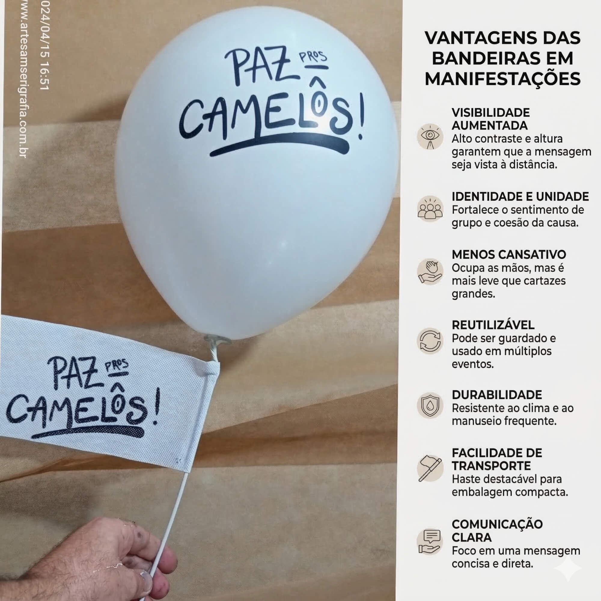 KIt 100 Bandeiras em TNT para varetas pega balão com impressão de seu layout personalizado em uma cor e um lado 25 x 15