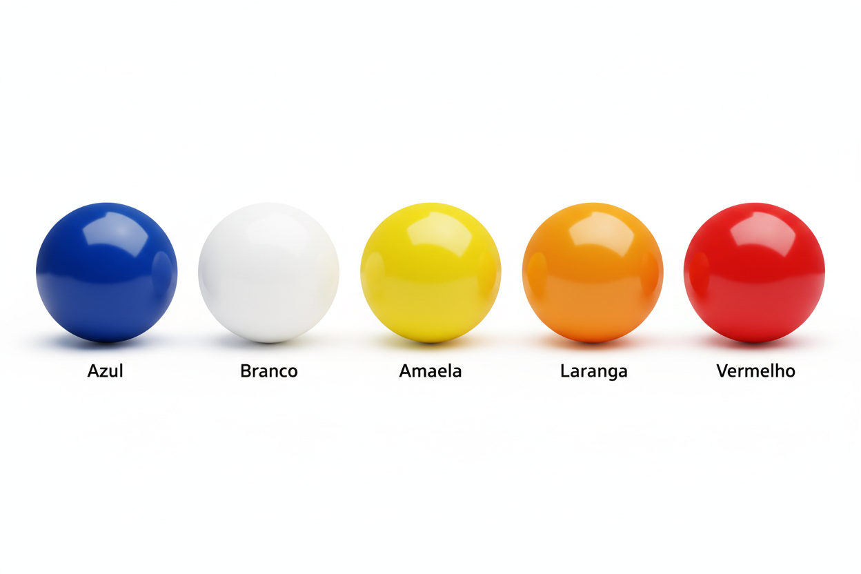 Variações de cor: Azul, Branco, Amarela, Laranja, Vermelho
