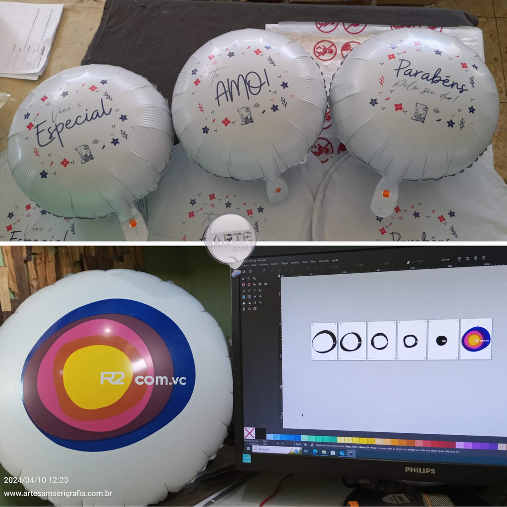 Balões Metalizados Personalizados Impressos KIT-100 Um lado