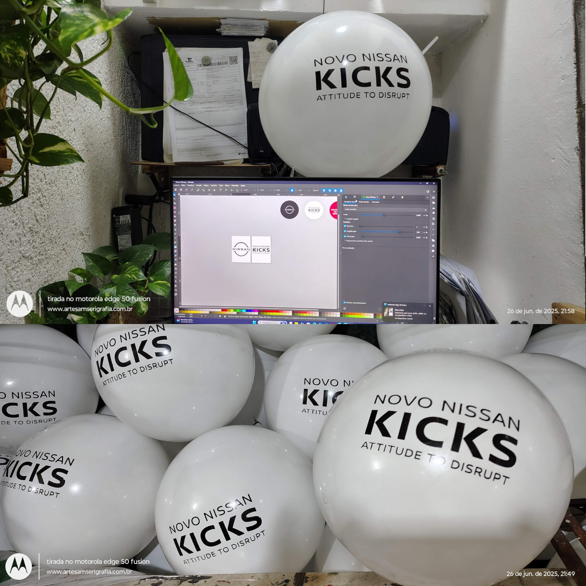 KIT 100 Bolas vinil 40 cm Impressas personalizadas