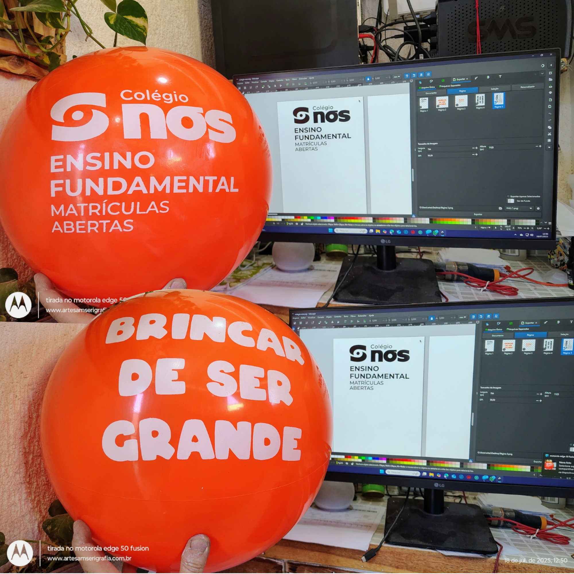 KIT 100 Bolas vinil 40 cm Impressas personalizadas