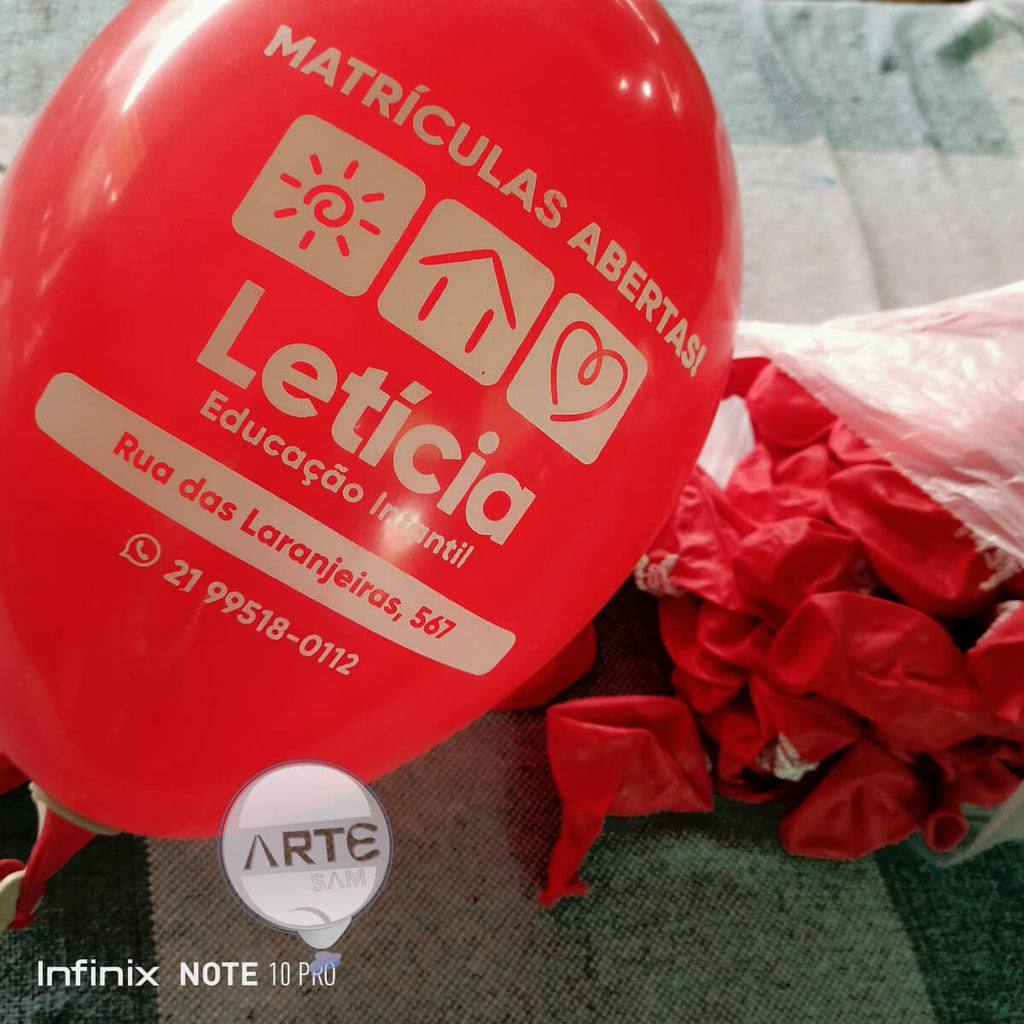100 Balões de Látex Personalizados Exclusivos  2 Lados / 1 Cor - N9