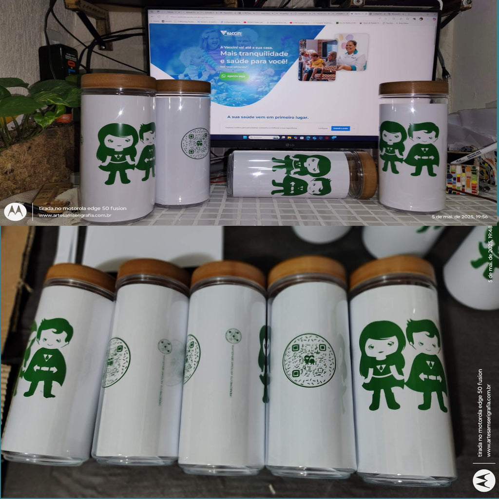 Potes herméticos personalizados com tampa 50 unidades