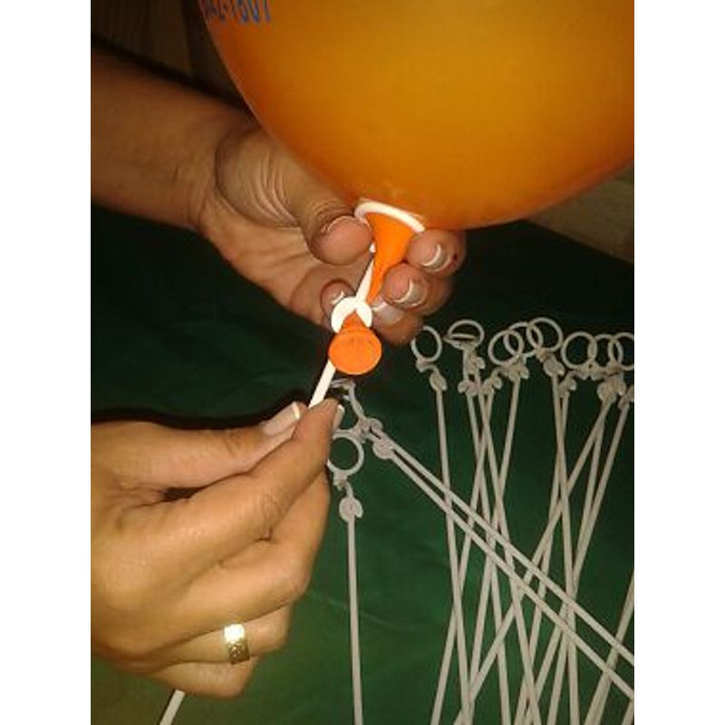 Kit 250 Varetas pega balão de argola para balões de latex sem nó cego