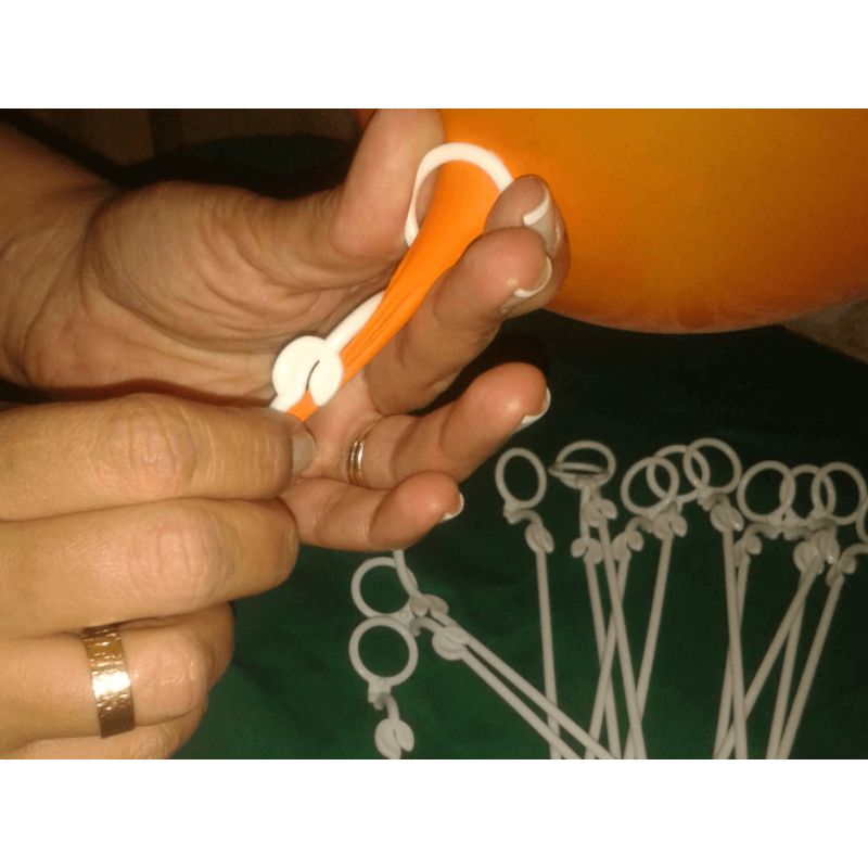 Kit 250 Varetas pega balão de argola para balões de latex sem nó cego